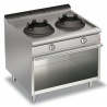 Aragaz profesional Baron Q70PCV/WG1020, linia QUEEN7, 2 arzatoare Mega WOK gaz, compartiment deschis, putere 20 kW, inox