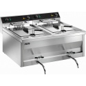 FRITEUZA PROFESIONALA SARO GASTROLINE 9 + 9V 172-4025, CHIUVETA ROTUNJITA CU ZONA RECE + ROBINET, 2 x 9 L, 0 / +180 ° C, INOX