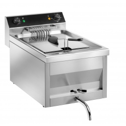 FRITEUZA PROFESIONALA SARO GASTROLINE 12V 172-4030, CHIUVETA ROTUNJITA CU ZONA RECE + ROBINET, 2 x 9 L, 0 / +180 ° C, INOX