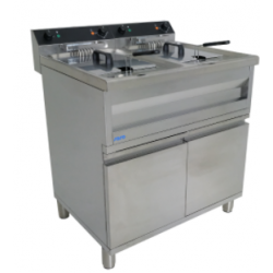 FRITEUZA PROFESIONALA SARO GASTROLINE 12VS 172-4055, CHIUVETA ROTUNJITA CU ZONA RECE + ROBINET, 2 x 12 L, 0 / +180 ° C, INOX