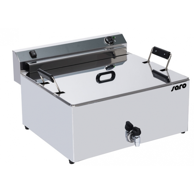 FRITEUZA PROFESIONALA SARO PF 16 458-1000, CHIUVETA ROTUNJITA CU ZONA RECE + ROBINET, 16 L, 0 / +180 ° C, INOX