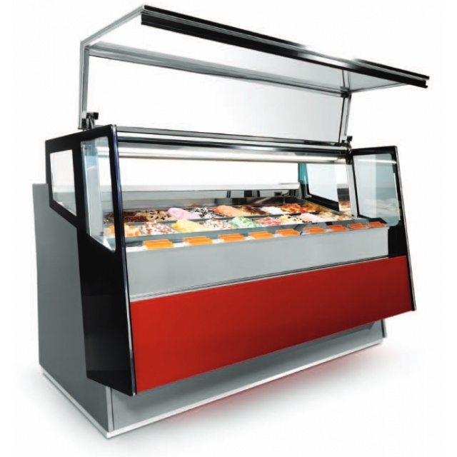 Vitrina frigorifica gelaterie ISA Kaleido Plus, inaltime 117, lungime 120, cu unitate condensare cu aer, temperatura -20/+2°C