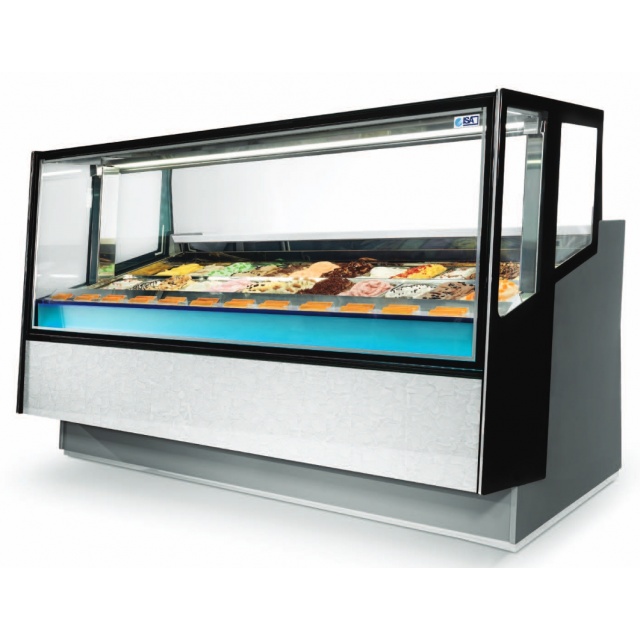 Vitrina frigorifica gelaterie ISA Kaleido Plus, inaltime 117, lungime 120, cu unitate condensare cu aer, temperatura -20/+2°C