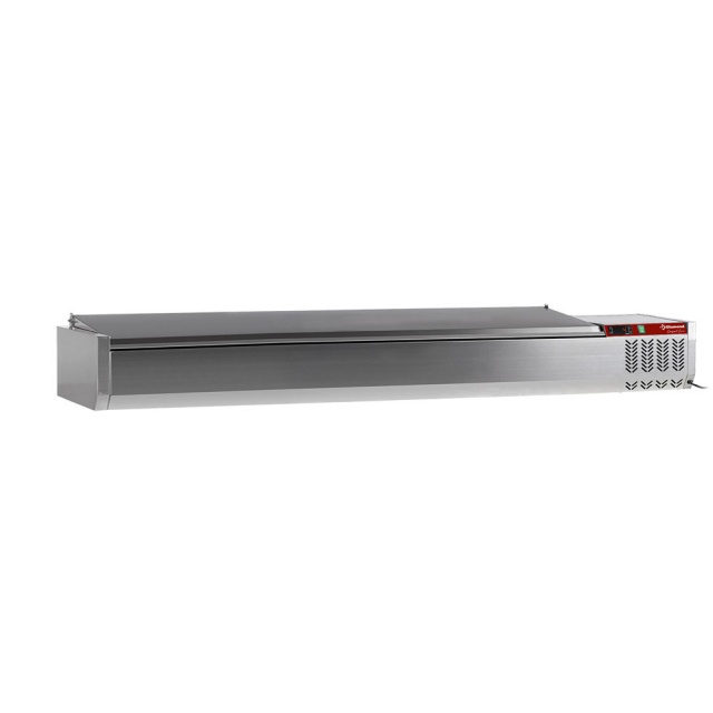 Vitrina frigorifica ingrediente DIAMOND SX200/CC-R6, 10x GN 1/4 - 150 mm, cu capac din oțel inoxidabil