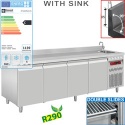 Masa rece ventilata DIAMOND DT224/R2A_EV, 4 usi GN 1/1, 550 L, chiuveta