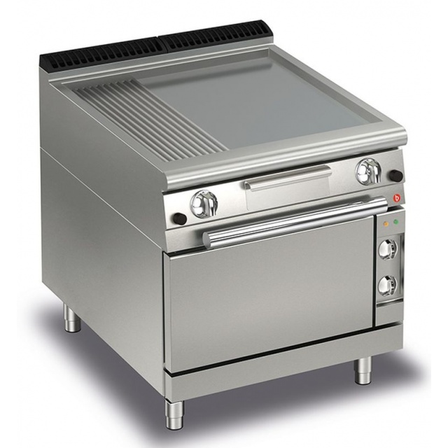 Gratar Fry Top Baron Q70FTTF/GE825,QUEEN7, placa nervurata/neteda cromata, cuptor electric,putere 19 kW, arzatoare gaz, termosat