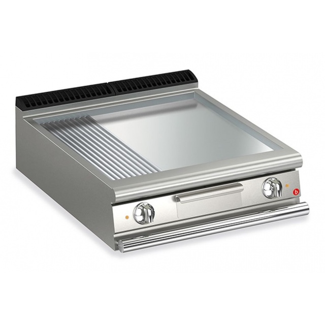 Gratar Fry Top electric Baron Q70FT/E825, linia QUEEN7, placa nervurata / neteda cromata lustruita, putere 10,8 kW