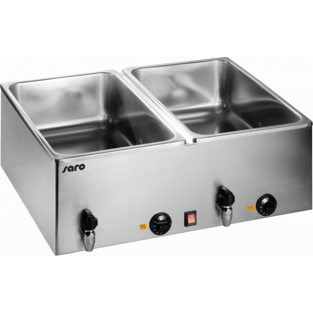 BAIN MARIE SARO BMH 160-2 172-3017, 2 CONTAINERE, ROBINET DE SCURGERE, TEMPERATURA 0 / +100 ° C, INOX
