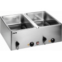 BAIN MARIE SARO BMH 160-2 172-3017, 2 CONTAINERE, ROBINET DE SCURGERE, TEMPERATURA 0 / +100 ° C, INOX