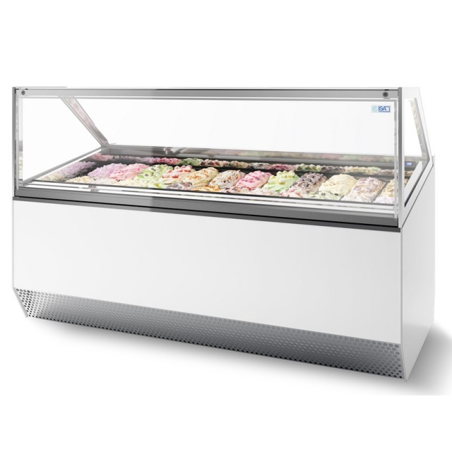 Vitrina frigorifica gelaterie ISA Millenium LX, Î x L 135x120cm, unitate condensare inclusa cu aer, -20/+2°C