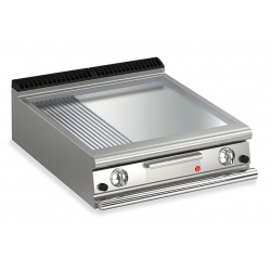 Gratar Fry Top Baron Q90FTT/G825, linia QUEEN9, placa nervurata / neteda cromata, putere 21 kW, arzator gaz, termostat