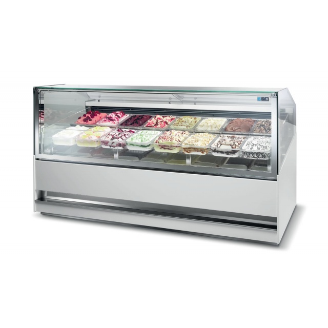 Vitrina frigorifica Forcar G-ER200GSS, capacitate 130 l, refrigerare statica, temperatura +2°C / +8°C, argintie