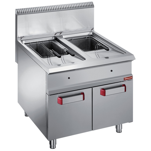 Friteuza profesionala pe gaz DIAMOND G9/F36A8,2 rezervoare de 18 litri(2x18kW),dulap inchis