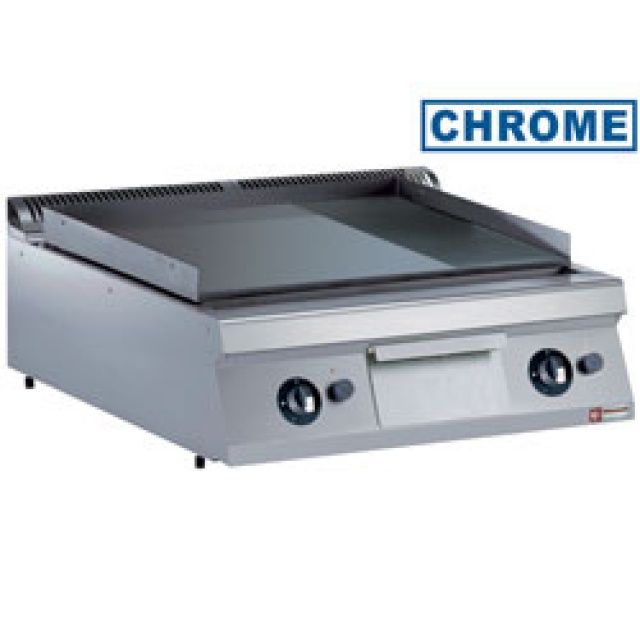 Plita profesionala DIAMOND G22/PMCD8T-N,gaz, 2/3 plate și 1/3 cu nervuri, crom