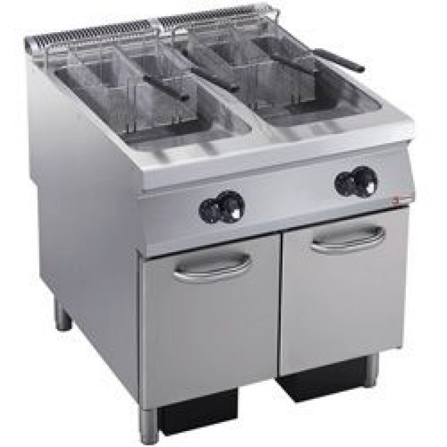 Friteuza profesionala DIAMOND G22/F46A8-S,gaz,2 chiuvete in "Y",23 L,arzatoare exterioare, pe tren de rulare