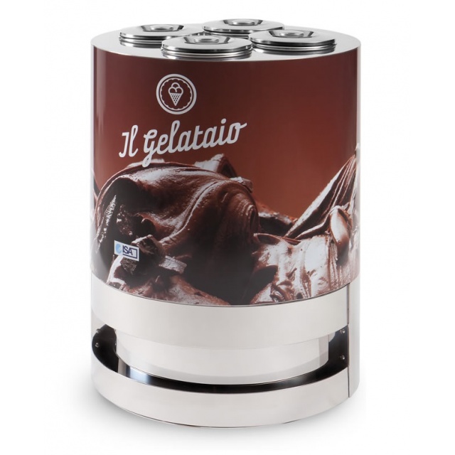 Vitrina frigorifica gelaterie ISA Gelataio 4 Dark Gelato T1 cu carapine, forma rotunda, unitate condensare cu aer, -16-14°C