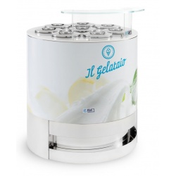 Vitrina frigorifica gelaterie ISA Gelataio 4 Dark Gelato T1 cu carapine, forma rotunda, unitate condensare cu aer, -16-14°C