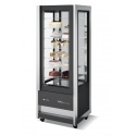 Vitrina frigorifica de expunere ISA Cristal Tower 75 RV TN, inaltime 160cm, capacitate 372 lt, temperatura +1-10°C, negru