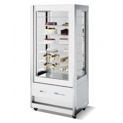 Vitrina frigorifica de expunere ISA Cristal Tower 75 RV TN, inaltime 160cm, capacitate 372 lt, temperatura +1-10°C, alb