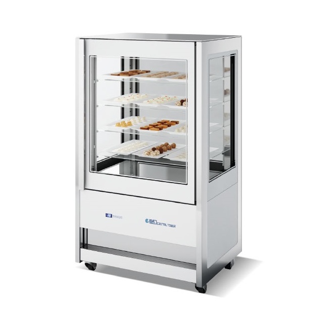 Vitrina frigorifica Forcar G-ER200GSS, capacitate 130 l, refrigerare statica, temperatura +2°C / +8°C, argintie