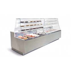Vitrina frigorifica cofetarie ISA Pagoda K RS, lungime 125cm, capacitate 618 lt, unitate condensare inclusa cu aer, +1/+10°C