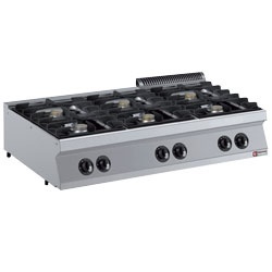 Aragaz profesional DIAMOND G17/6F12T-AGA,gaz,6 focuri, arzatoare 6x 5,5 kW,AGA
