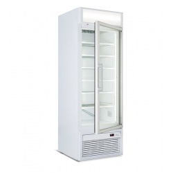 Vitrina frigorifica ISA Tornado cu caseta luminoasa, 2 usi, HxL 196x40cm, unitate condensare inclusa, temperatura -1+5°C, alb