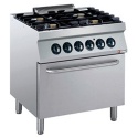 Aragaz profesional DIAMOND G17/4BFE8-AGA,4 ochiuri 5,5 kW,cuptor electric GN 2/1,AGA