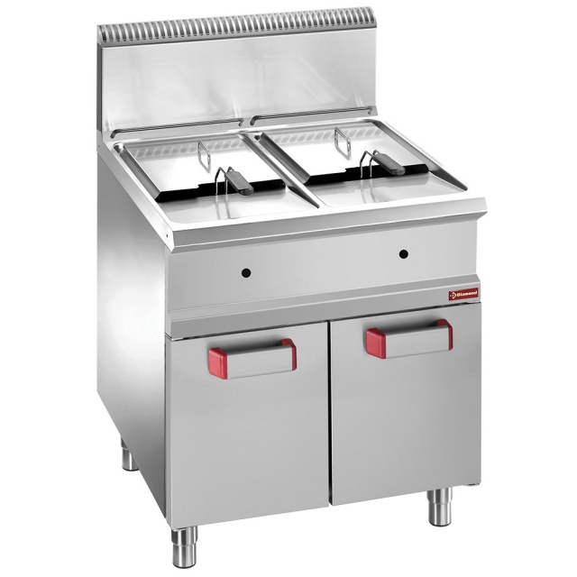 Friteuza profesionala DIAMOND G7/F28A7,gaz,2 rezervoare de 14 L,dulap
