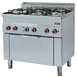 Aragaz profesional DIAMOND G60/5BFEV9,gaz,5 arzatoare si cuptor electric cu convectie GN 1/1