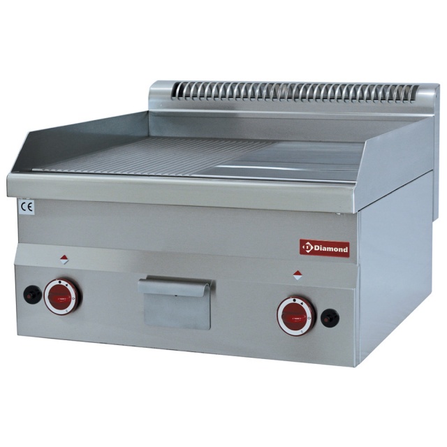 Masina de gatit DIAMOND G60/PMCD6T,gaz,placa 1/2 plata și 1/2 nervurata,crom