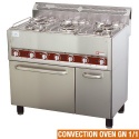 Aragaz profrsional DIAMOND GS6/5BFVA-N,gaz,5 arzătoare, pe un cuptor cu convecție 4x GN 1/1