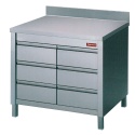 Masa inox DIAMOND TACS67A/B,dulap cu 6 sertare GN1 / 1