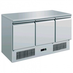Masa rece Amitek Saladette AK903, 3 usi, capacitate 368 litri, +2° /+8°C, inox