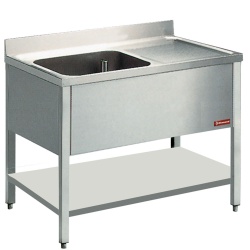 Masa inox DIAMOND L1211D/6,chiuveta 1 rezervor,1 suprafata de scurgere