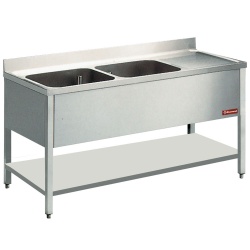 Masa inox DIAMOND L1421D/6,chiuveta 2 rezervoare,1 suprafata de scurgere