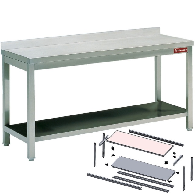 Masa inox de lucru DIAMOND TL1471A/KD,cu raft interior