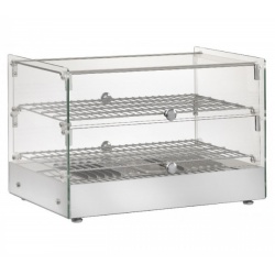 Vitrina calda expunere Amitek AK552ECQ, 2 raft, temperatura +30° /+90°C, inox