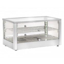 Vitrina calda expunere Amitek AK702ECQ, 2 raft, temperatura +30° /+90°C, inox
