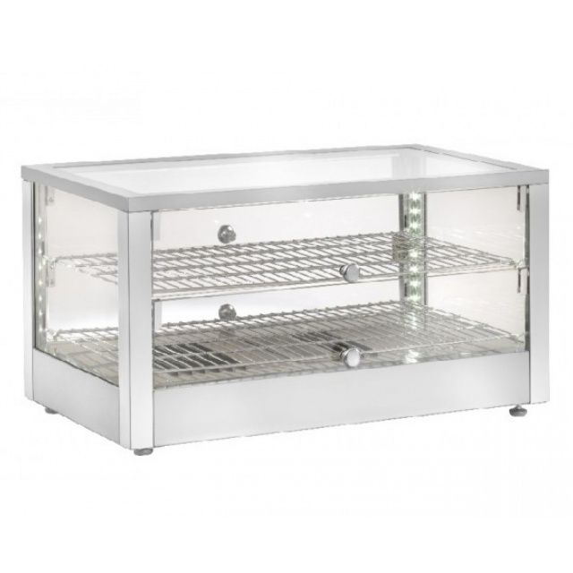 Vitrina calda expunere Amitek AK702ECQ, 2 raft, temperatura +30° /+90°C, inox