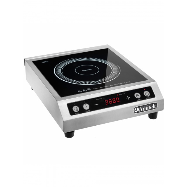 Plita profesionala cu inductie Amitek RT350Pro Touch, suprafata lucru sticla ceramica, 3500 Watt, temperatura +60° /+240°C, inox
