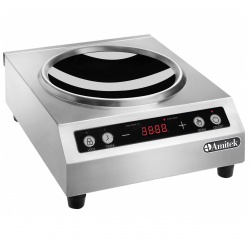 Plita profesionala cu inductie pentru Wok Amitek TT350W Touch WOK, suprafata lucru sticla ceramica, 3500Watt, +60° /+240°C, inox
