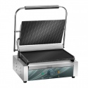 Gratar Grill profesional Amitek PG35L cu 1 placa zimtata si 1 placa neteda din fonta, 2200W, 0°+300°C,inox