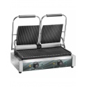 Gratar Grill profesional Amitek PG50R, 2 zone cu placi zimtate din fonta, 3600W, 0°+300°C, inox