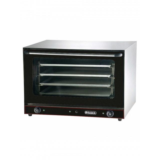 Cuptor convectie elctric Amitek WG800 cu 4 tavi GN, instalare pe blat, 6400W, temperatura 0°/300 °C, negru