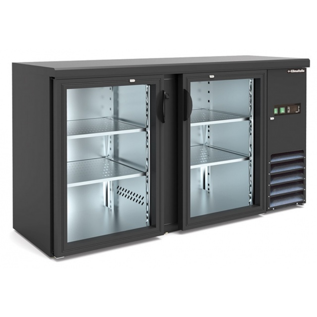 Vitrina frigorifica orizontala de bar Klimaitalia BB 200 GD cu 2 usi, capacitate 315 litri, temperatura 0 +10°C, negru
