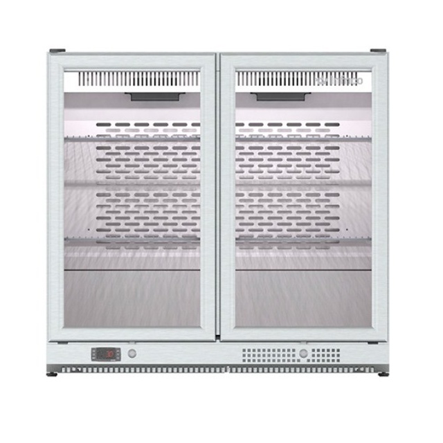 Vitrina frigorifica de bar Infrico ERV 25 II SH, cu 2 usi, capacitate 193 litri, temperatura +4° C /+8° C, argintiu