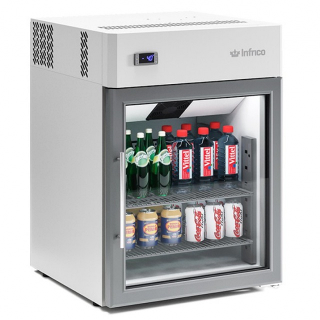 Mini vitrina frigorifica bauturi Infrico ERC 15, capacitate 150 litri, temperatura +4° C /+8° C, alb