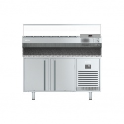 Masa rece pizza INFRICO MPG 1490, cu vitrina ingrediente, 2 usi, capacitate 305+35 litri, 0ºC+6ºC/ +4ºC+8ºC, inox