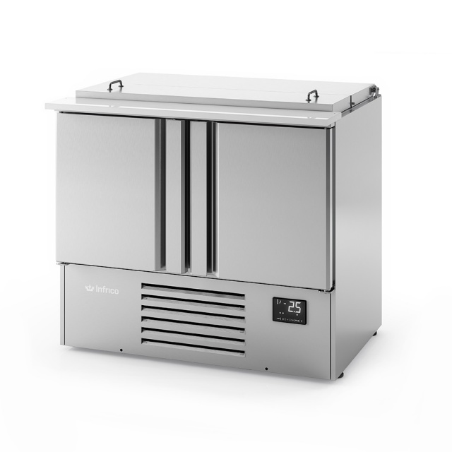 Masa rece saladeta INFRICO ME 1000 BAN, 2 usi, capacitate 230 litri, 0ºC+6ºC, inox